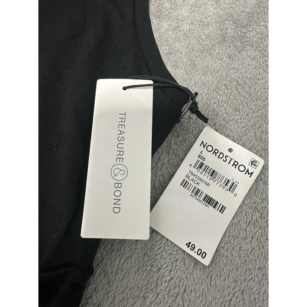 TREASURE & BOND NEW NWT Black Sleeveless Ruched Side Dress Large Lined Front - Picture 9 of 9
